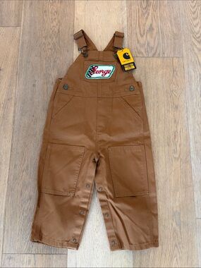 Carhartt Kids Tan Brown Overalls with 'George' Patch